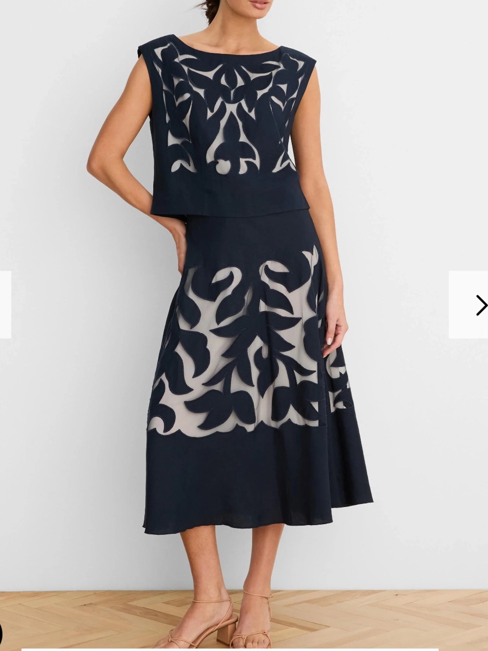 NWT Nic & Zoe Gold Label Antibes Linen Cut Out Top and Skirt Set
